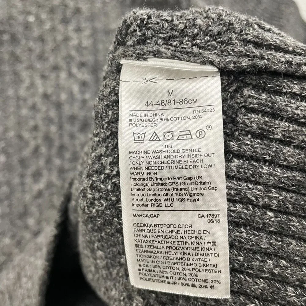 GAP Budding Cable Knit Fisherman Sweater Men M Charcoal Gray Normcore Crewneck‎